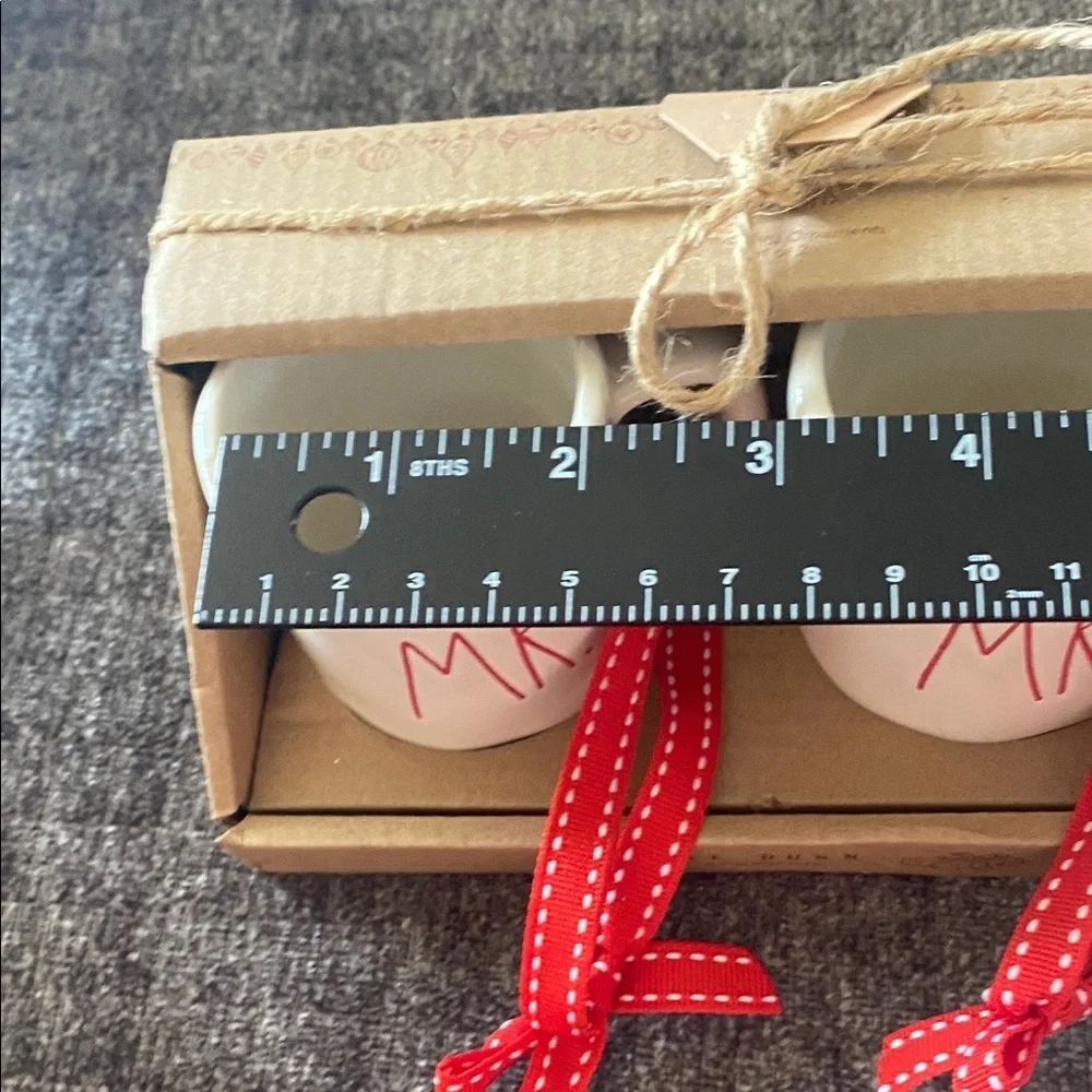 Rae Dunn Red Lettered Mr. & Mrs. Mug Pair Ornaments.
